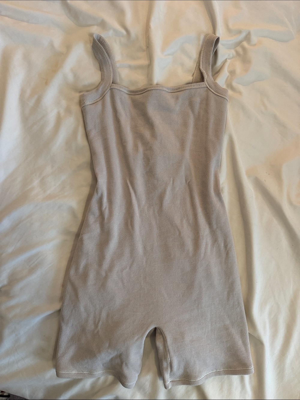SKIMS Ribbed Sleeveless Short Romper in Taupe